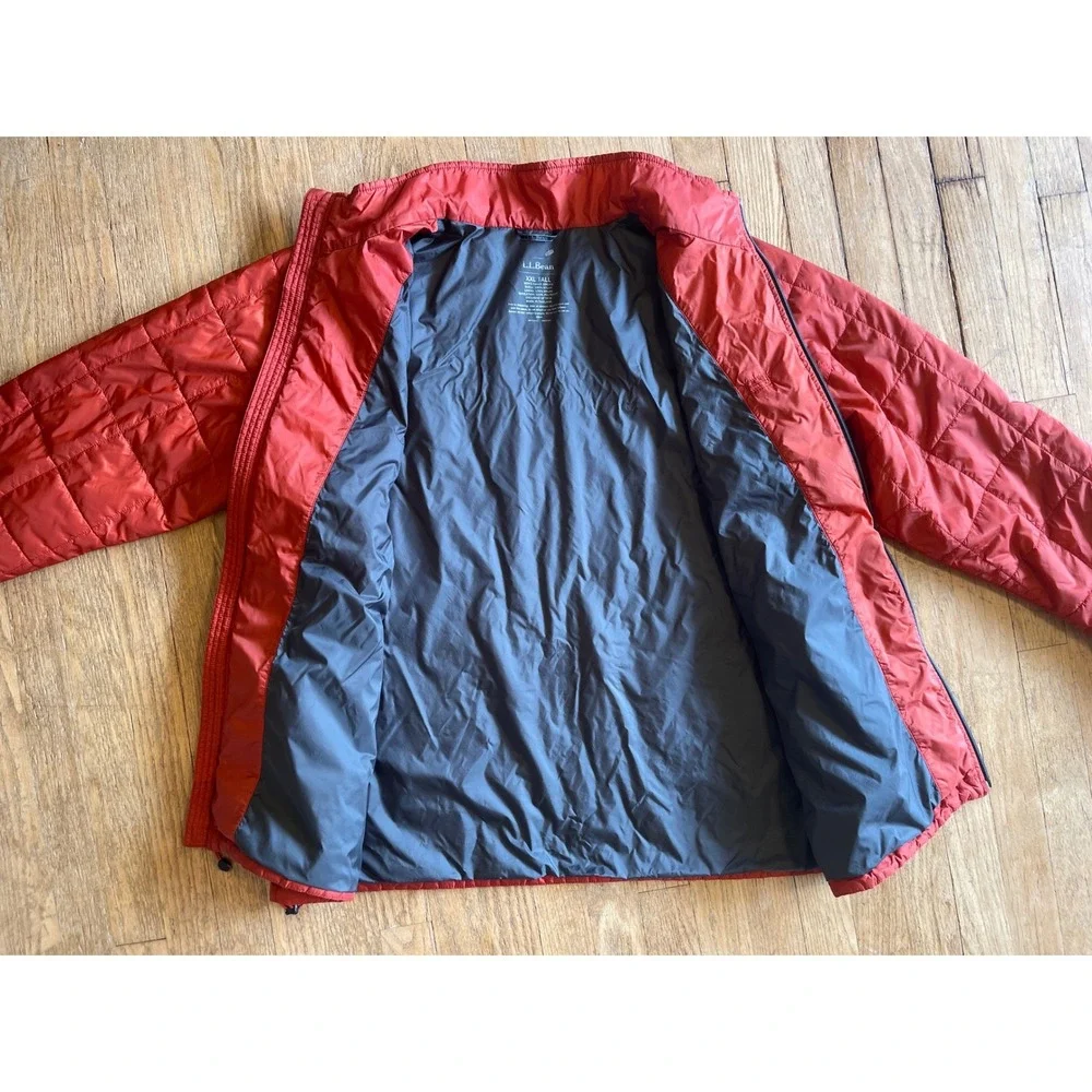 LL‎ Bean Mens XXL Tall PrimaLoft Stowaway Polartec Jacket Orange Puffer Gorpcore